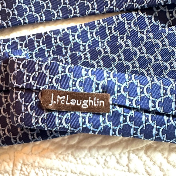J. McLaughlin Men’s Blue Silk Tie Equestrian Preppy - Picture 8 of 9